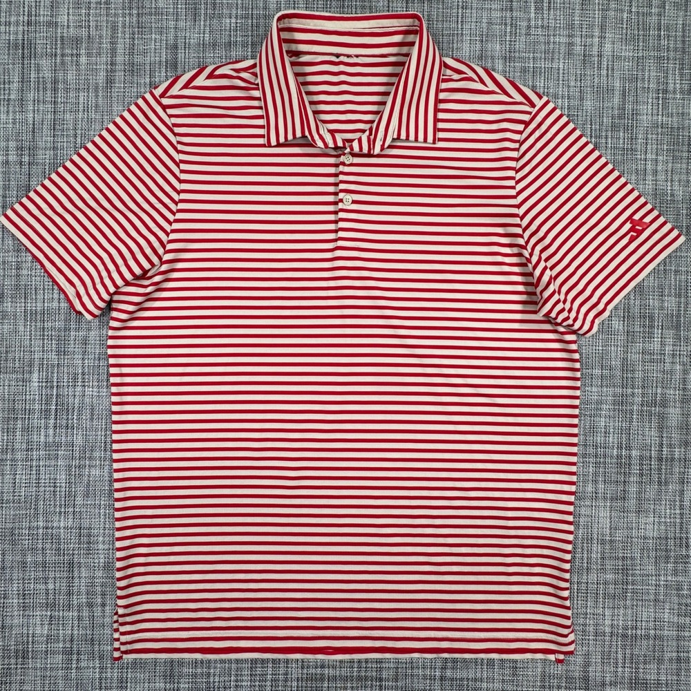 Adidas Ultimate365 Stripe Mens Golf Polo Approx Large Red White Stretch Shirt